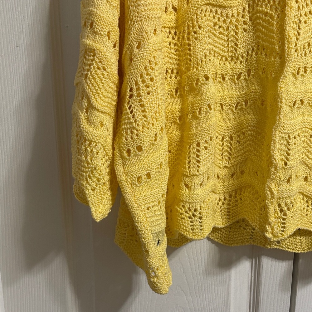 POL Yellow Open-Weave V-Neck Sweater BRAND NEW - Picture 13 of 15